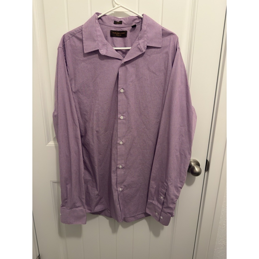 Fairlane & Sons Men's Purple Striped Long‎ Sleeve Dress Shirt Size XL Tall